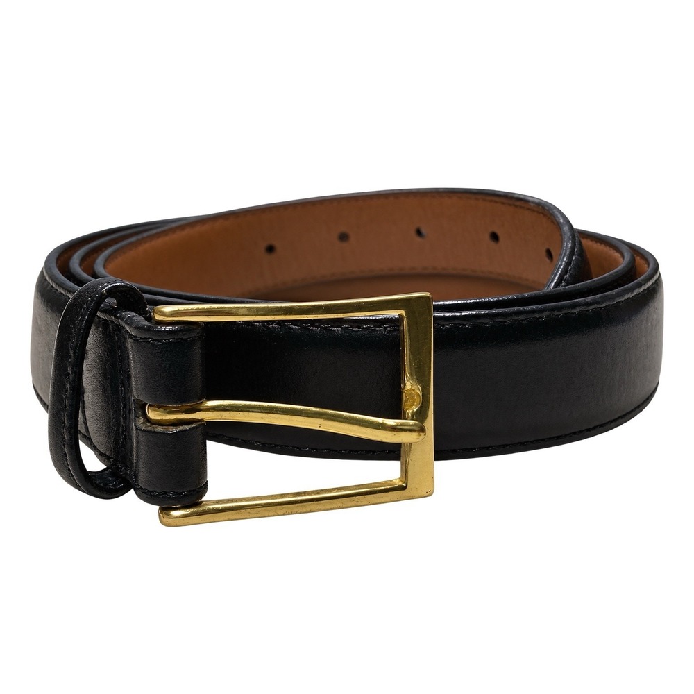 Brighton Dress Belt Size 44 Anilina Glazed Cowhide on Glove Leather Black 36108